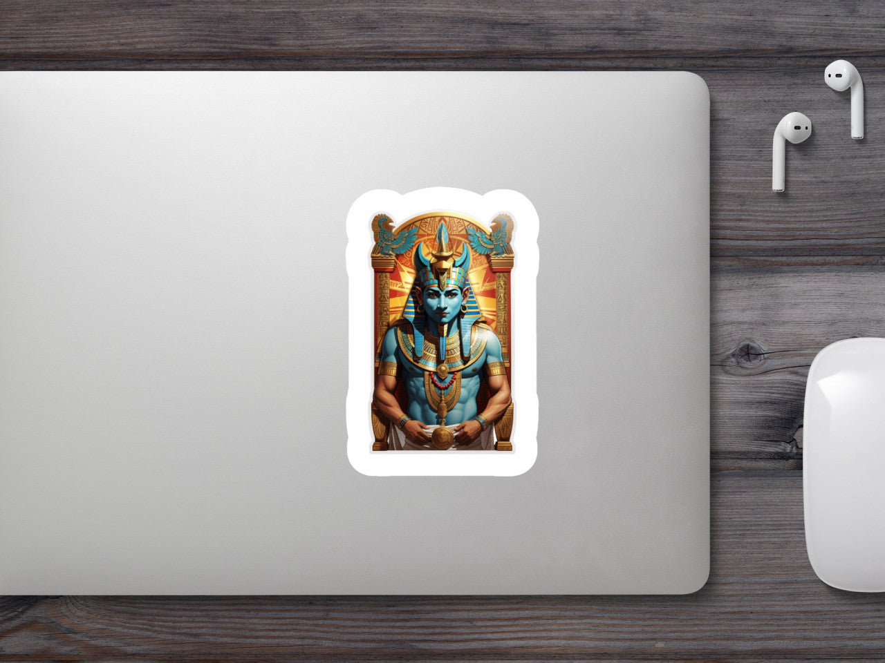 Set 3 bucati, Sticker decorativ, Zeul egiptean Bes, Rezistent la apa, NO30, 6 cm, Multicolor