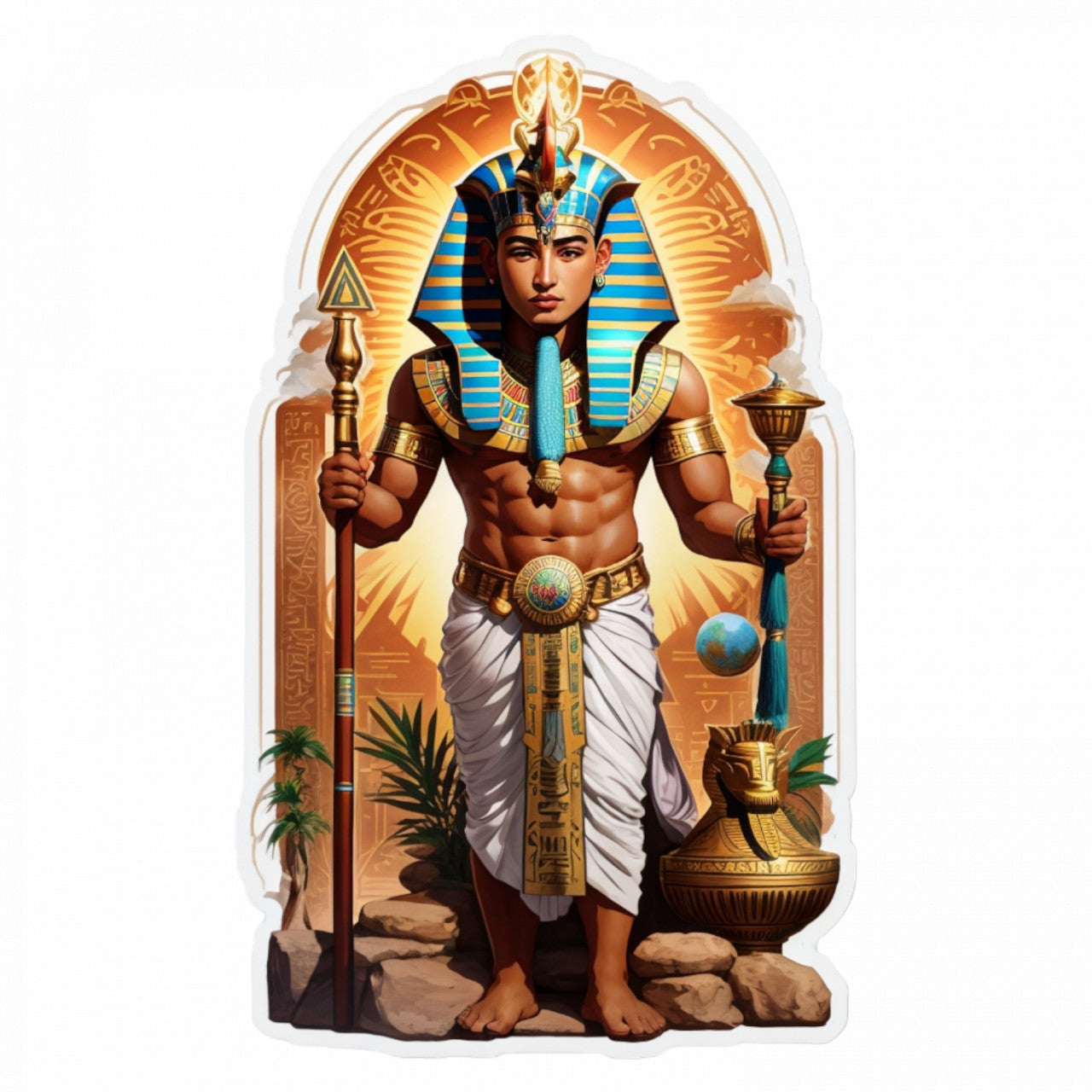 Set 3 bucati, Sticker decorativ, Zeul egiptean Nut, Rezistent la apa, NO971, 6 cm, Multicolor