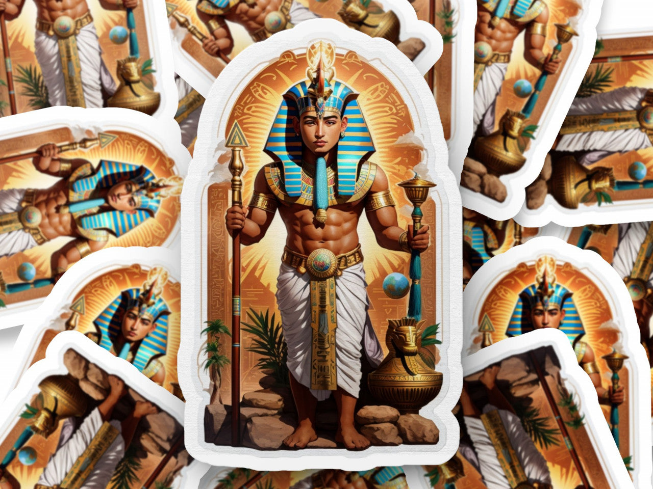 Set 3 bucati, Sticker decorativ, Zeul egiptean Nut, Rezistent la apa, NO971, 6 cm, Multicolor