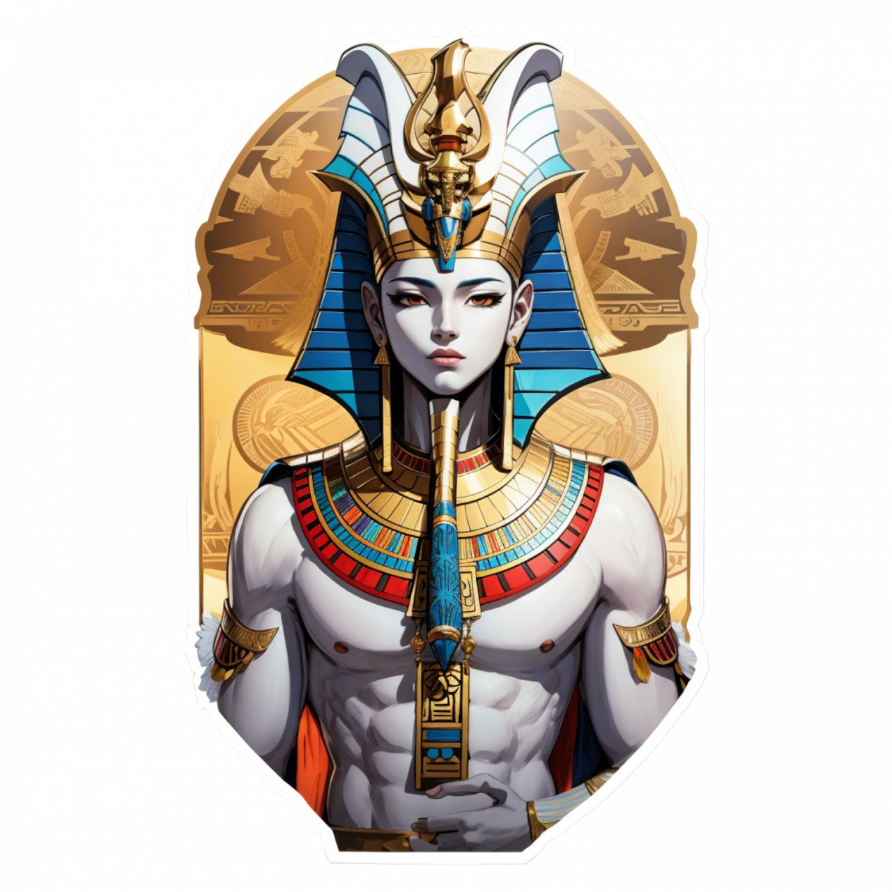 Set 3 bucati, Sticker decorativ, Zeul egiptean Osiris, Rezistent la apa, NO997, 6 cm, Multicolor