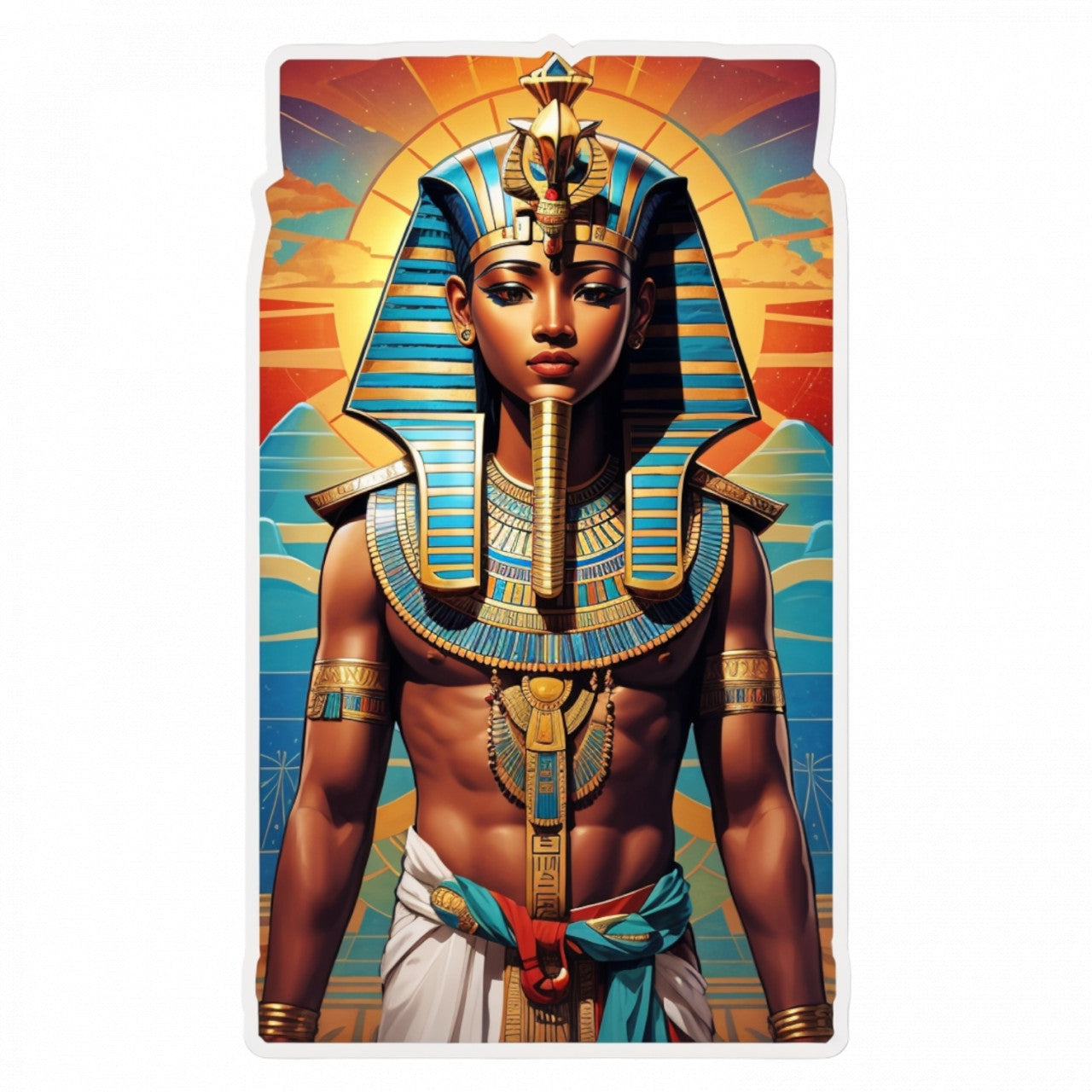 Set 3 bucati, Sticker decorativ, Zeul egiptean Ptah, Rezistent la apa, NO1115, 6 cm, Multicolor