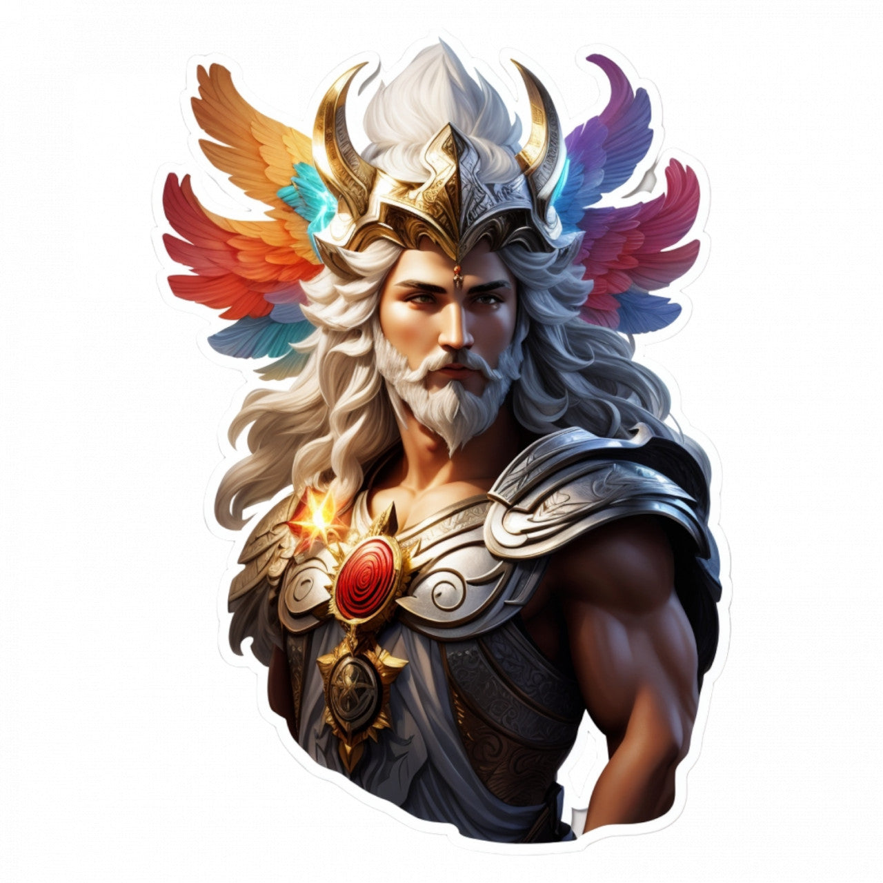 Set 3 bucati, Sticker decorativ, Zeul grec Aion cu platosa, Rezistent la apa, NO226, 6 cm, Multicolor