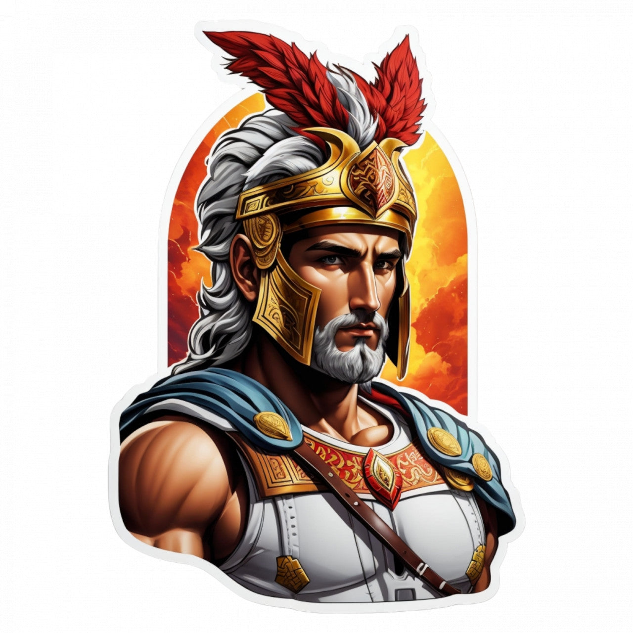 Set 3 bucati, Sticker decorativ, Zeul grec Ares cu coif, Rezistent la apa, NO155, 6 cm, Multicolor