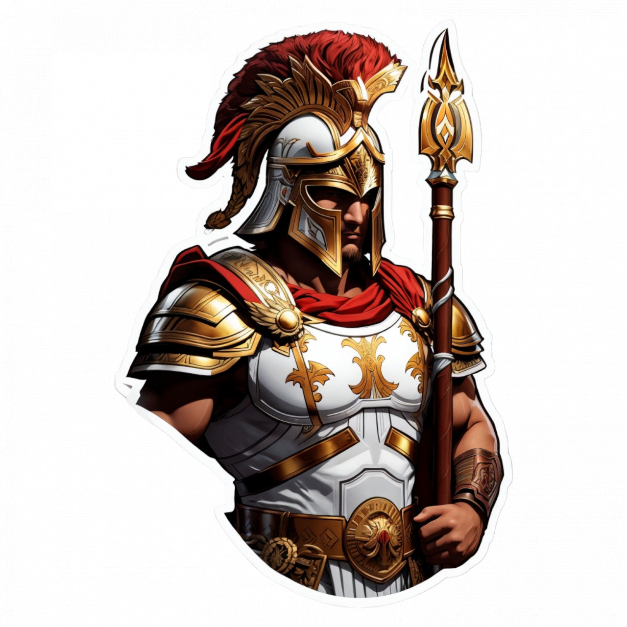 Set 3 bucati, Sticker decorativ, Zeul grec Ares in armura, Rezistent la apa, NO154, 6 cm, Multicolor