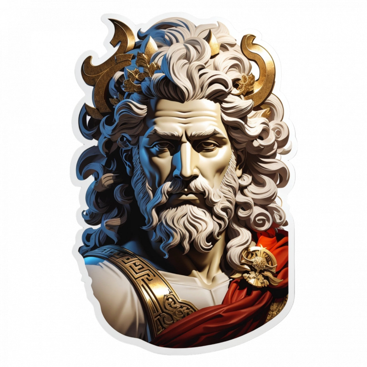 Set 3 bucati, Sticker decorativ, Zeul grec Cronos statuie, Rezistent la apa, NO432, 6 cm, Multicolor