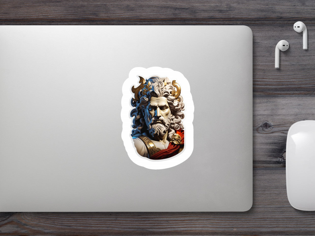 Set 3 bucati, Sticker decorativ, Zeul grec Cronos statuie, Rezistent la apa, NO432, 6 cm, Multicolor