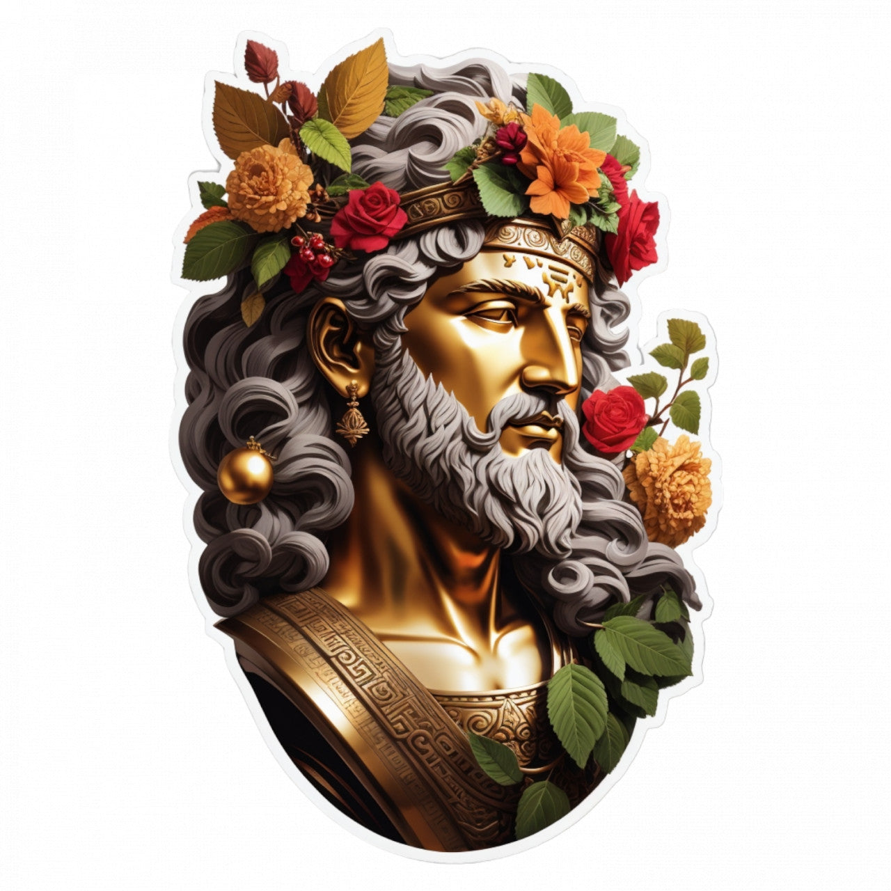 Set 3 bucati, Sticker decorativ, Zeul grec Dionysus, Rezistent la apa, NO480, 6 cm, Multicolor