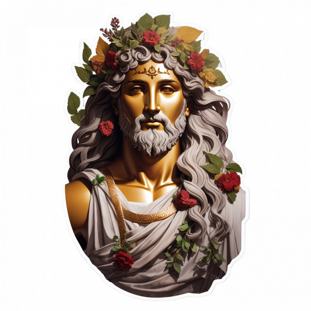 Set 3 bucati, Sticker decorativ, Zeul grec Dionysus, Rezistent la apa, NO482, 6 cm, Multicolor