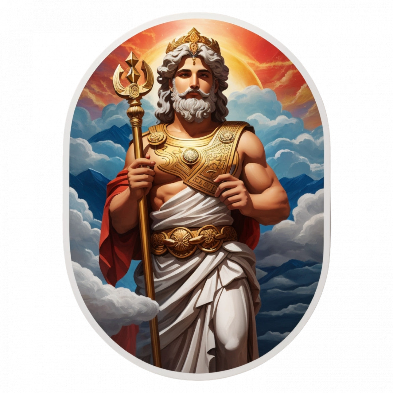 Set 3 bucati, Sticker decorativ, Zeul grec Eol cu sceptru, Rezistent la apa, NO238, 6 cm, Multicolor