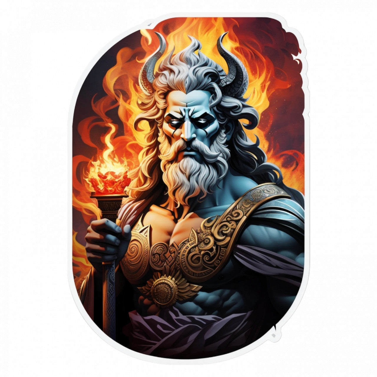 Set 3 bucati, Sticker decorativ, zeul grec Hades, Rezistent la apa, NO657, 6 cm, Multicolor