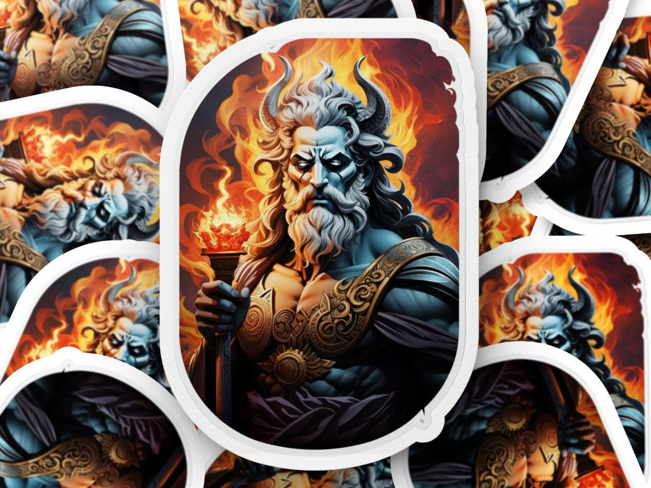 Set 3 bucati, Sticker decorativ, zeul grec Hades, Rezistent la apa, NO657, 6 cm, Multicolor