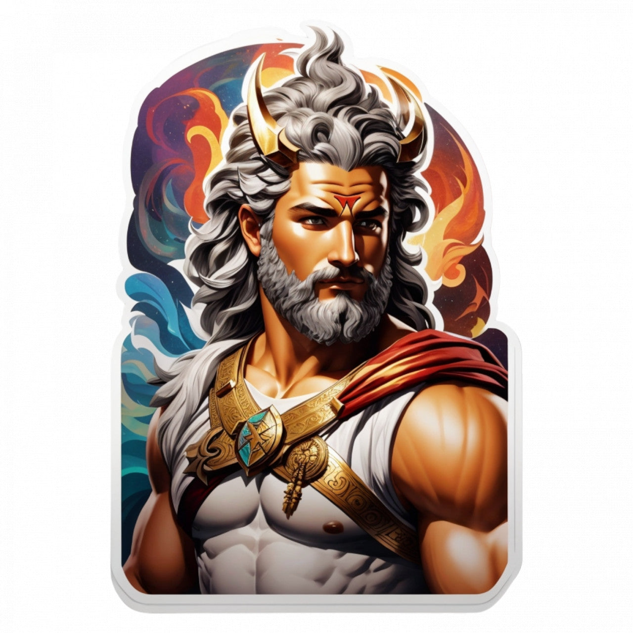 Set 3 bucati, Sticker decorativ, Zeul grec Heracles cu coarne, Rezistent la apa, NO689, 6 cm, Multicolor