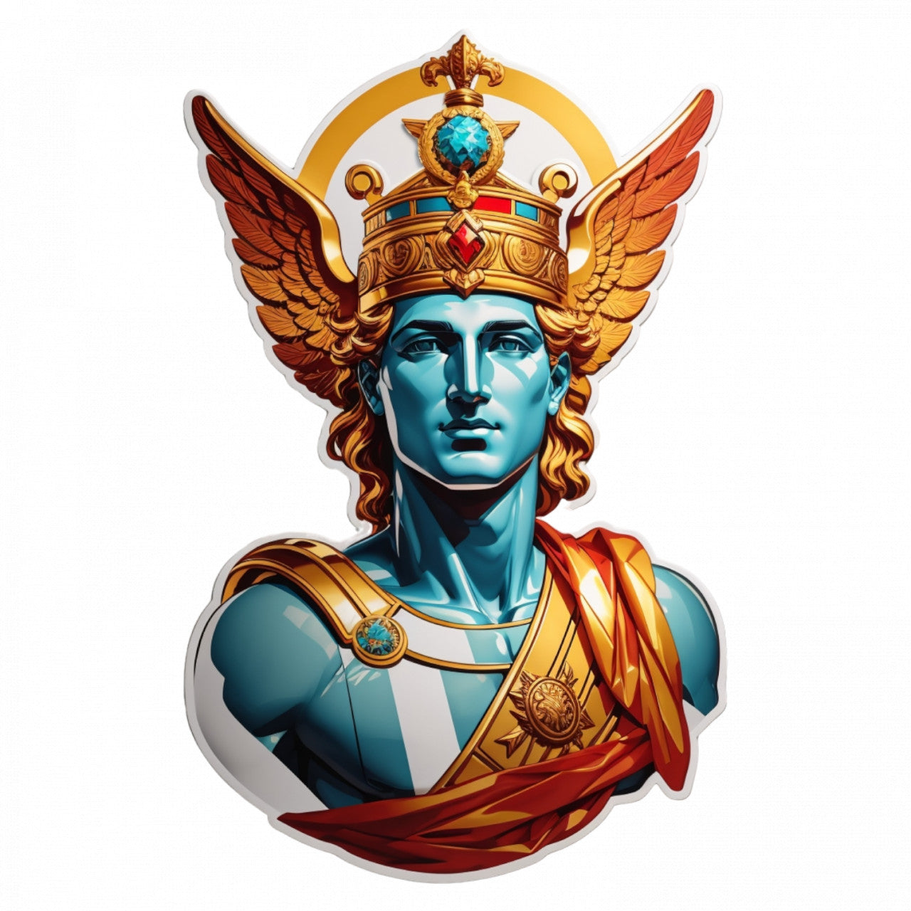 Set 3 bucati, Sticker decorativ, Zeul grec Hermes, Rezistent la apa, NO692, 6 cm, Multicolor