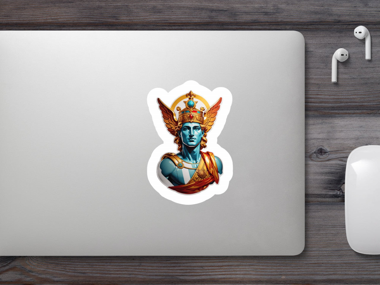 Set 3 bucati, Sticker decorativ, Zeul grec Hermes, Rezistent la apa, NO692, 6 cm, Multicolor