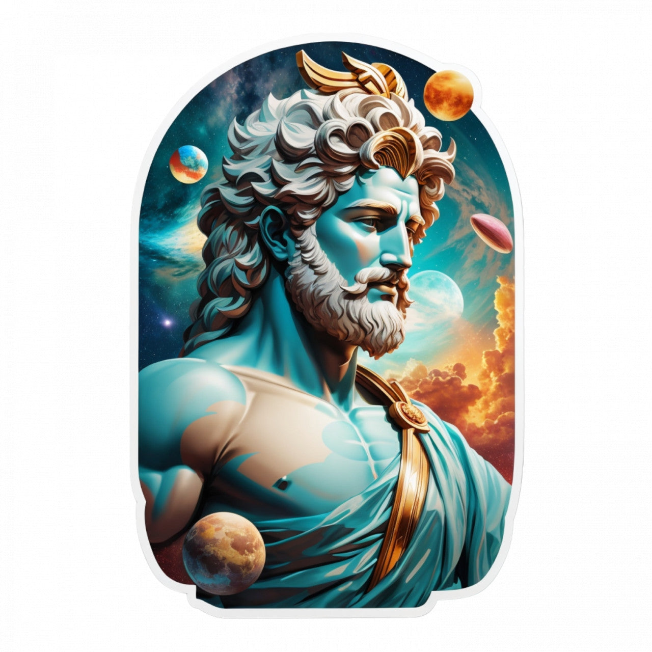 Set 3 bucati, Sticker decorativ, Zeul grec Uranus, Rezistent la apa, NO1335, 6 cm, Multicolor