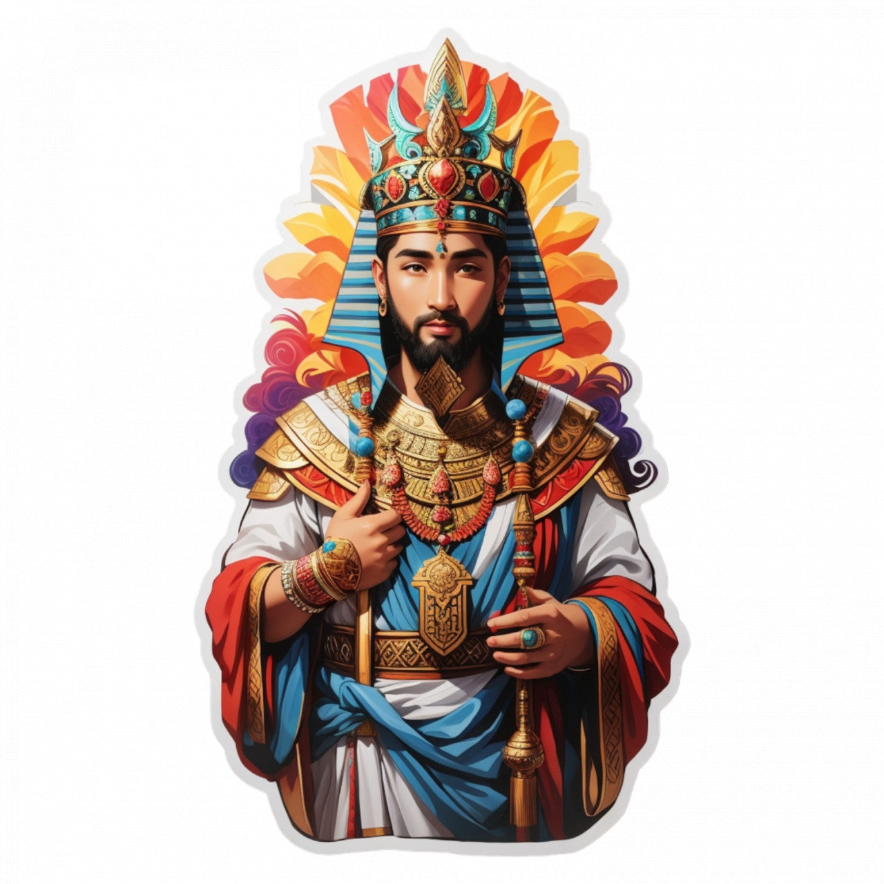 Set 3 bucati, Sticker decorativ, Zeul Ra, Rezistent la apa, NO1123, 6 cm, Multicolor