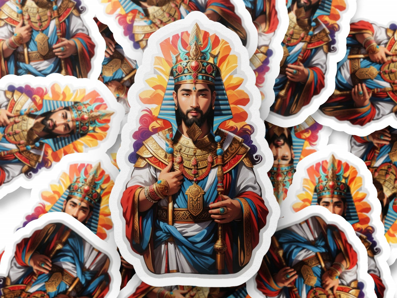 Set 3 bucati, Sticker decorativ, Zeul Ra, Rezistent la apa, NO1123, 6 cm, Multicolor