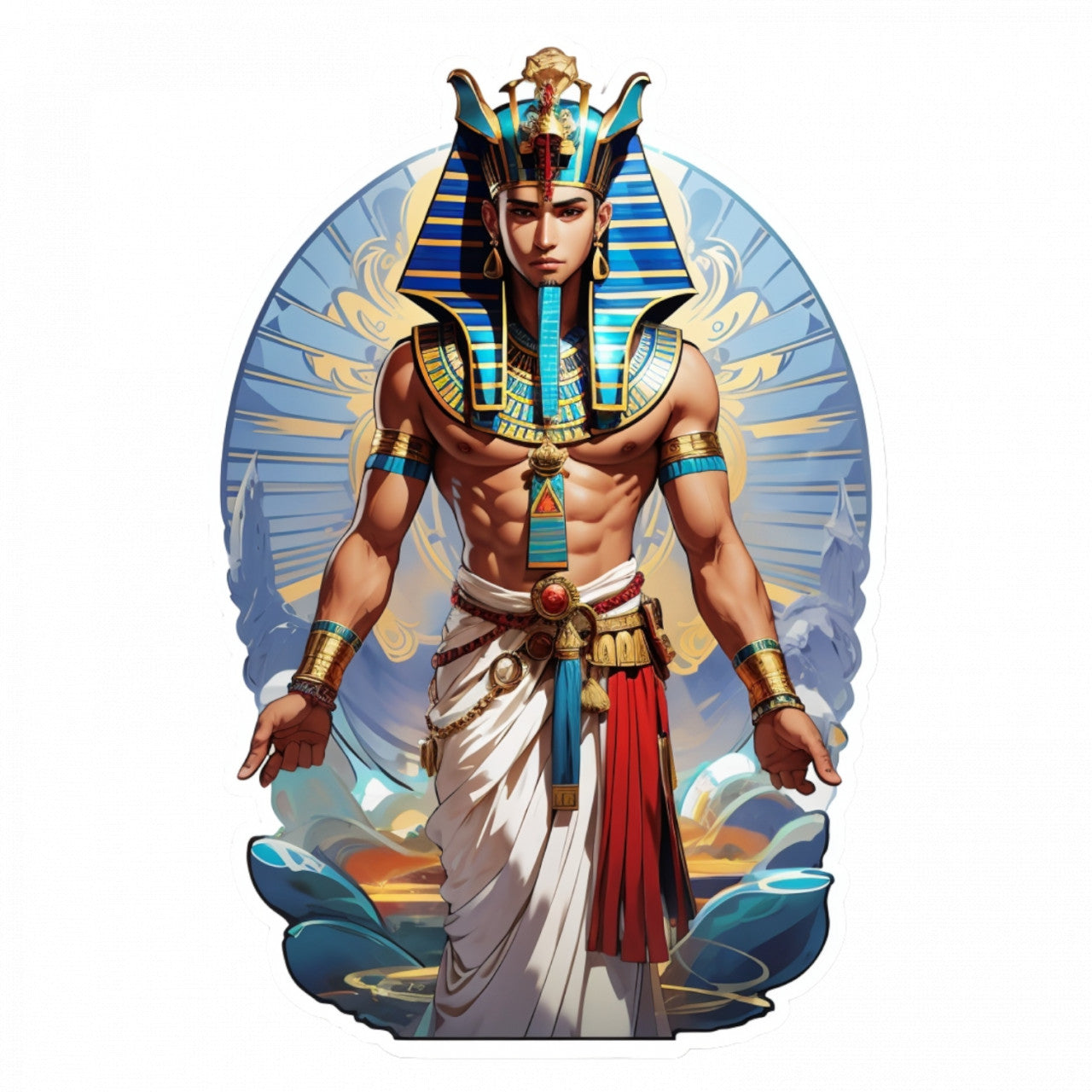 Set 3 bucati, Sticker decorativ, Zeul Ra, Rezistent la apa, NO1125, 6 cm, Multicolor