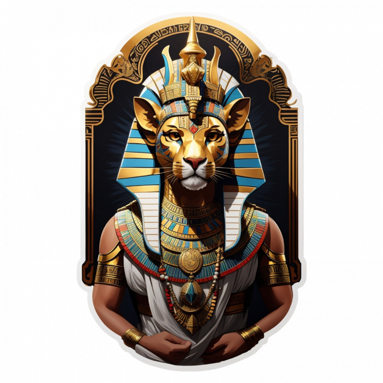 Set 3 bucati, Sticker decorativ, Zeul Taweret, Rezistent la apa, NO1289, 6 cm, Multicolor