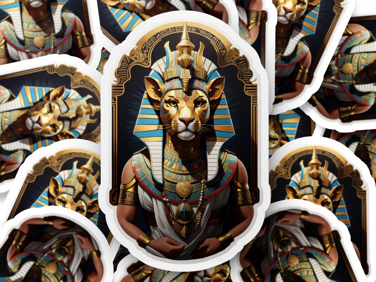 Set 3 bucati, Sticker decorativ, Zeul Taweret, Rezistent la apa, NO1289, 6 cm, Multicolor