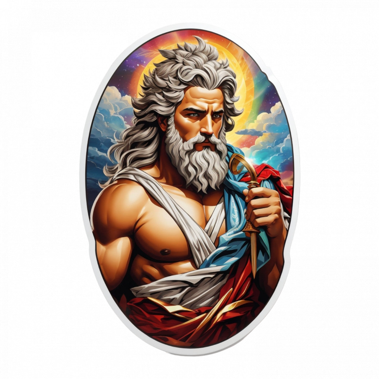 Set 3 bucati, Sticker decorativ, Zeus zeu grec, Rezistent la apa, NO1408, 6 cm, Multicolor