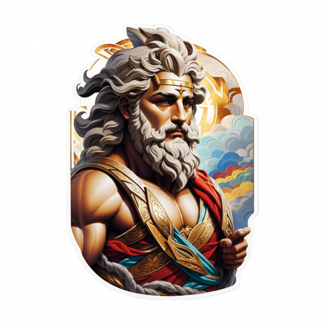 Set 3 bucati, Sticker decorativ, Zeus zeu grec,, Rezistent la apa, NO1409, 6 cm, Multicolor