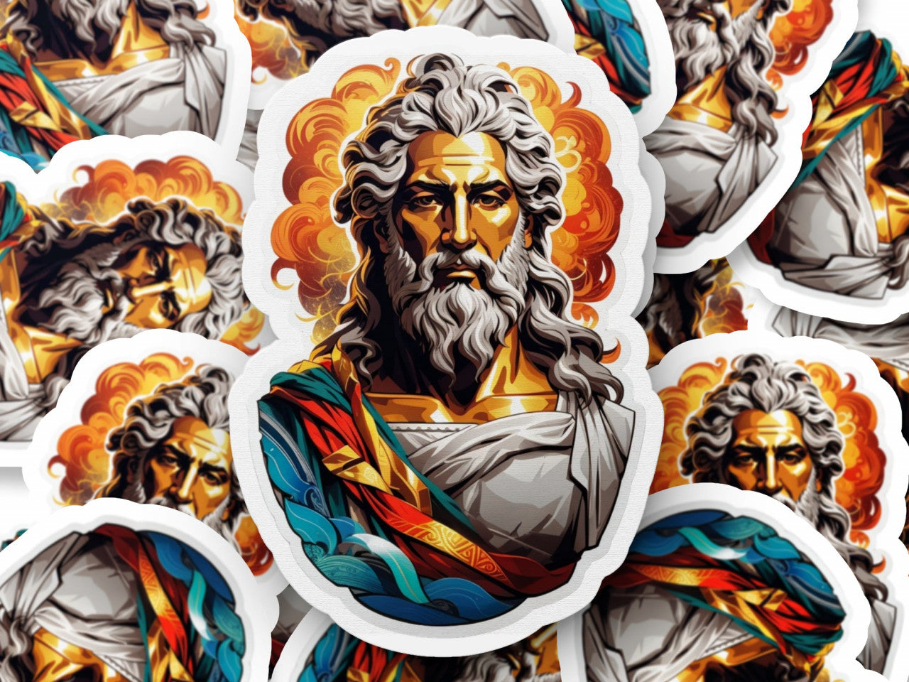 Set 3 bucati, Sticker decorativ, Zeus zeu grec,, Rezistent la apa, NO1410, 6 cm, Multicolor