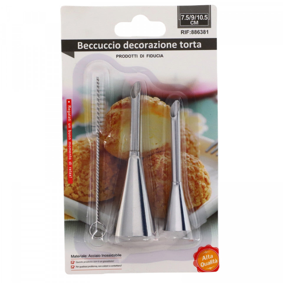 Set 3 duiuri pentru umplere gogosi, Perie curatare, NO6843, 7.5 - 9 cm, Argintiu