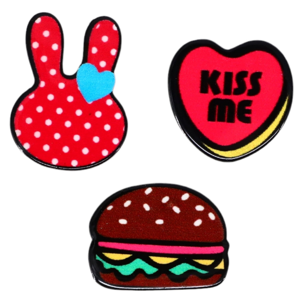 Set 3 insigne, burger, NO890, Multicolor
