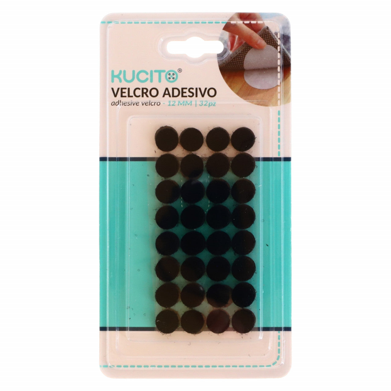 Set 32 bucati, Banda Velcro, buline, 12 mm, Negru