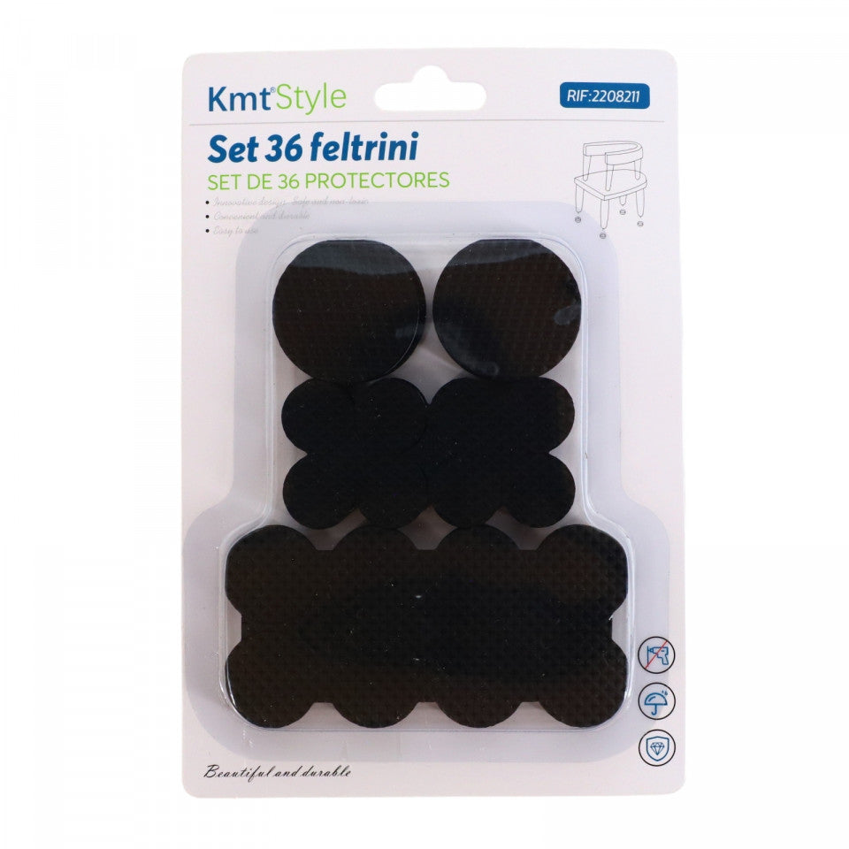 Set 36 bucati, Protectie pentru picioare scaun, Antiderapant, NO433, Rotund, 4 - 2.5 - 2 cm, Negru