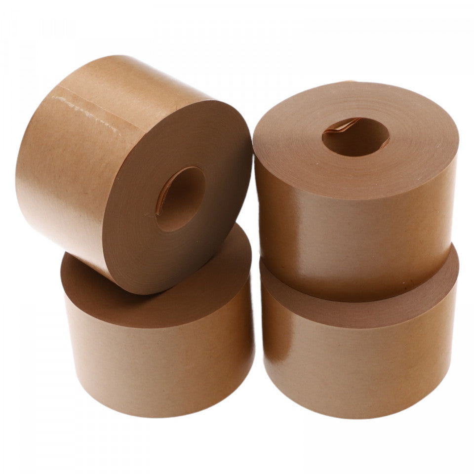 Set 4 bucati, Banda Adeziva Kraft Umectibila, 50mm x 50 m, Maro