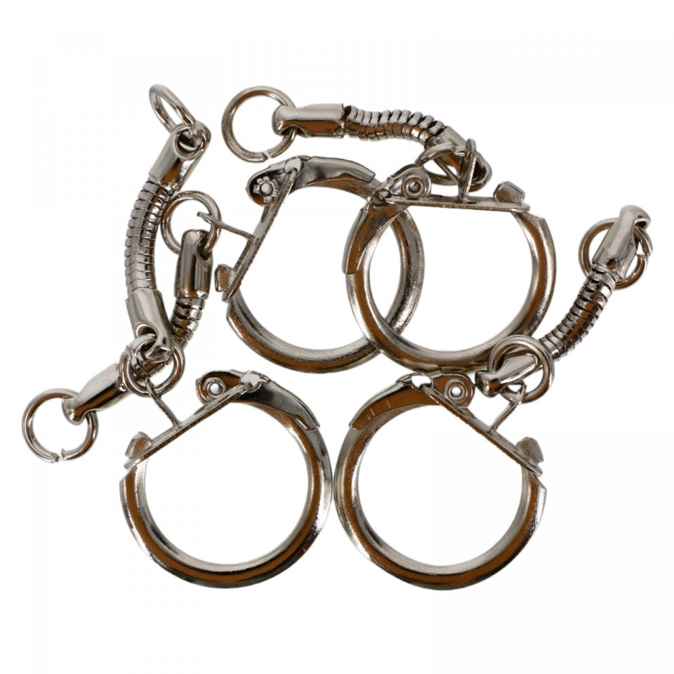 Set 4 bucati, inel de chei, Agatatoare, 2 cm, Argintiu