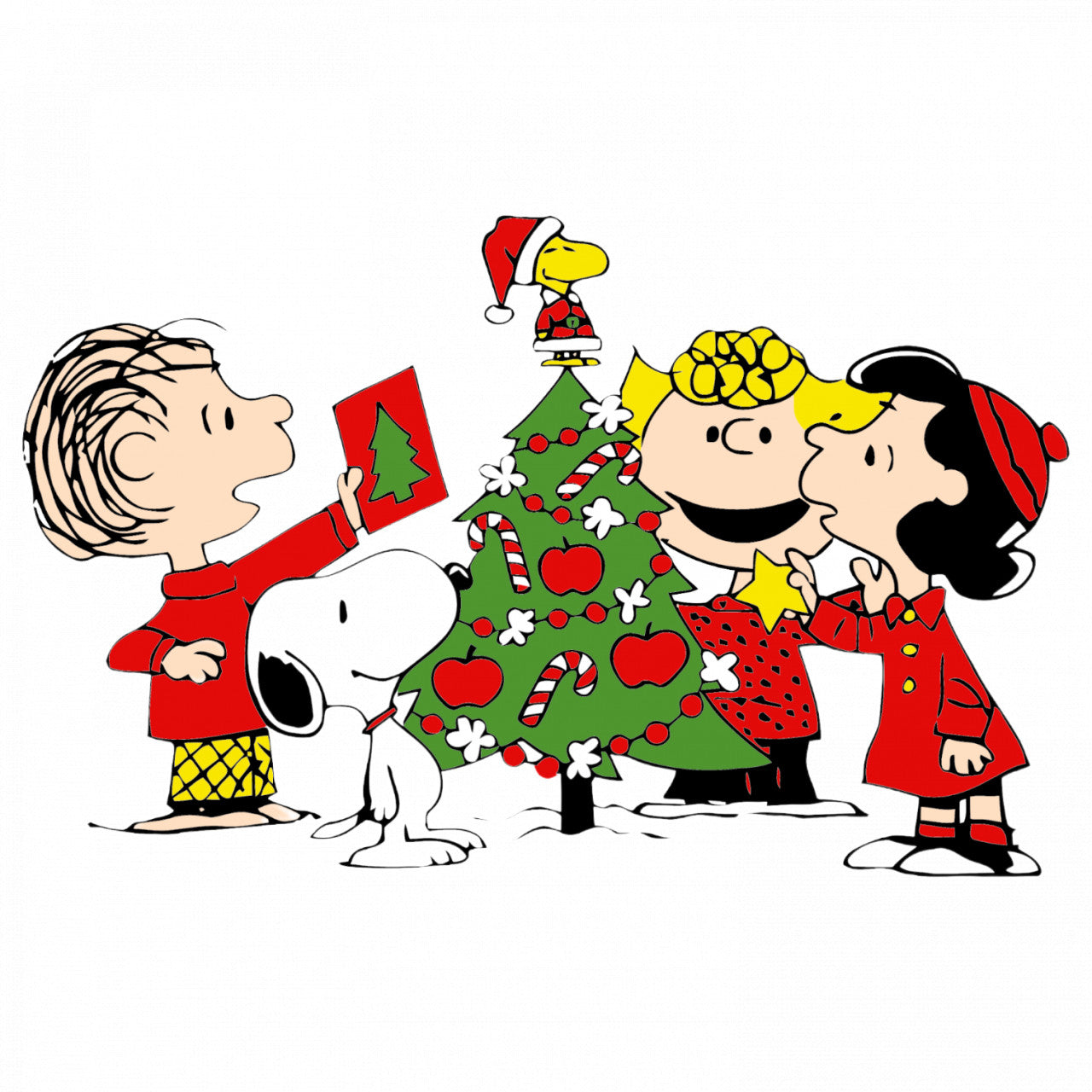 Set 4 bucati, Sticker decorativ, A Charlie Brown Christmas, Rezistent la apa, NO7892, 10 cm, Multicolor