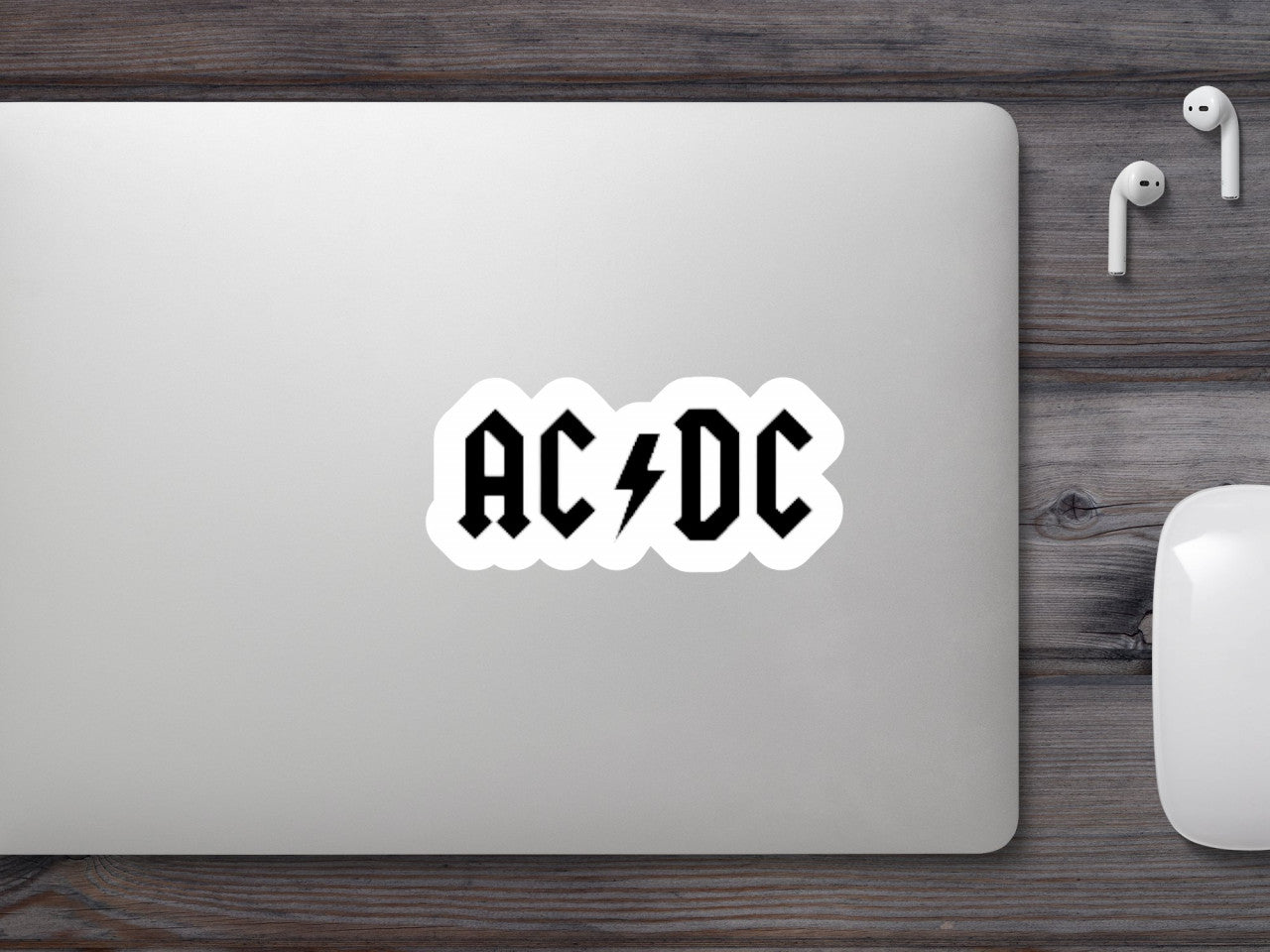 Set 4 bucati, Sticker decorativ, AC DC Logo, Rezistent la apa, NO7901, 10 cm, Multicolor