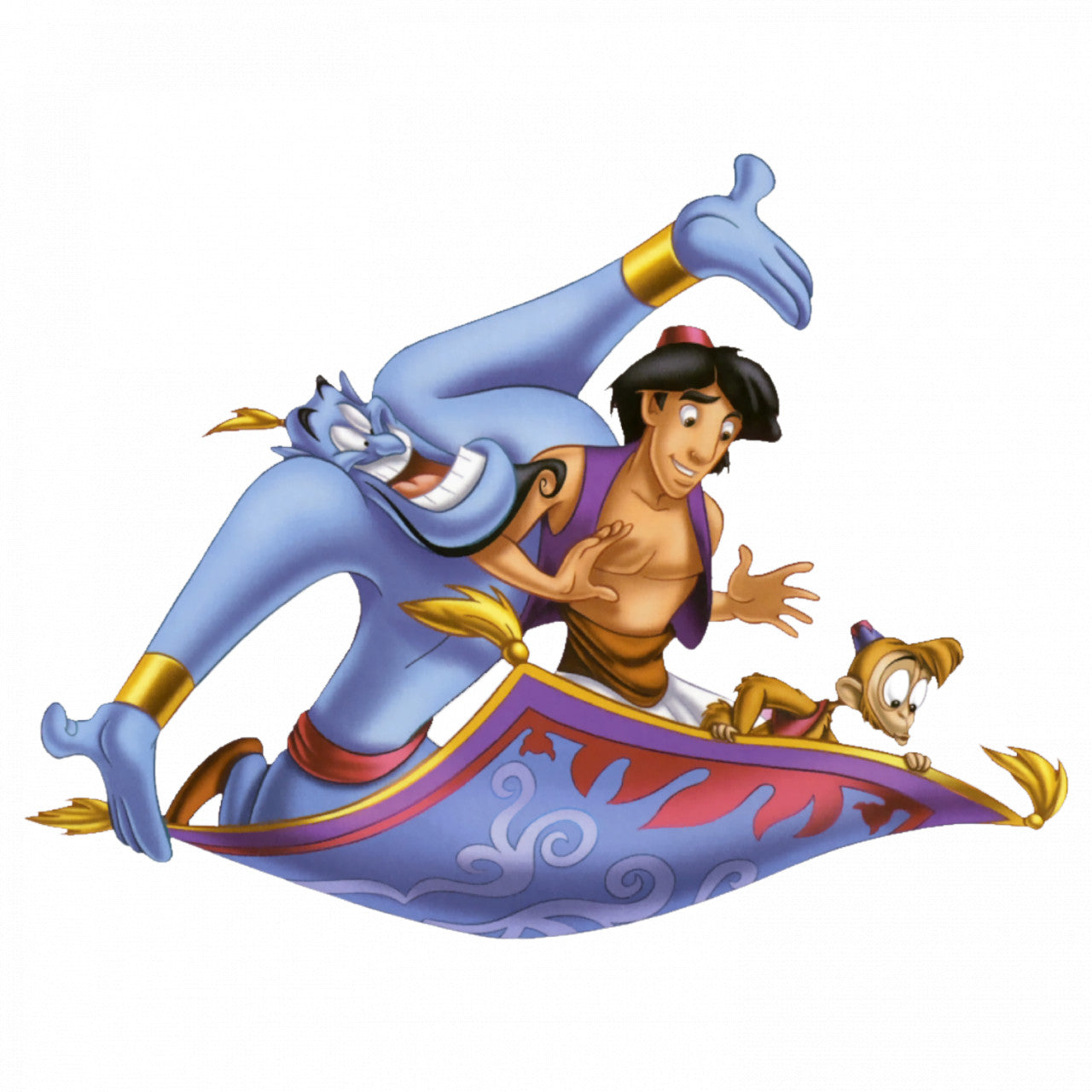 Set 4 bucati, Sticker decorativ, Aladdin si duhul si lampa, Rezistent la apa, NO7922, 10 cm, Multicolor