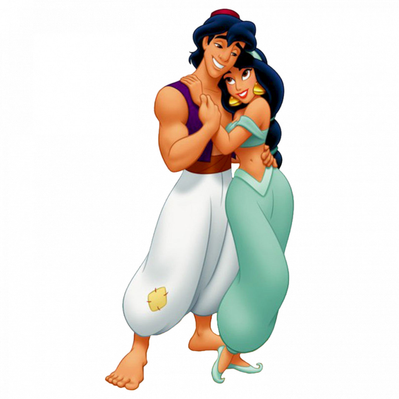 Set 4 bucati, Sticker decorativ, Aladdin si Jasmine, Rezistent la apa, NO7923, 10 cm, Multicolor