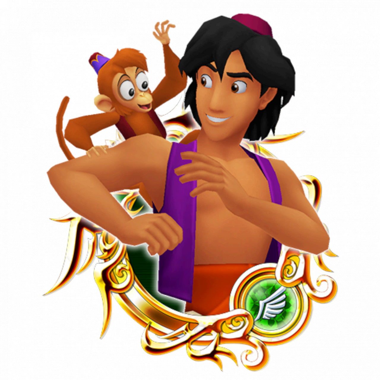 Set 4 bucati, Sticker decorativ, Aladdin si maimuta lui, Rezistent la apa, NO7924, 10 cm, Multicolor