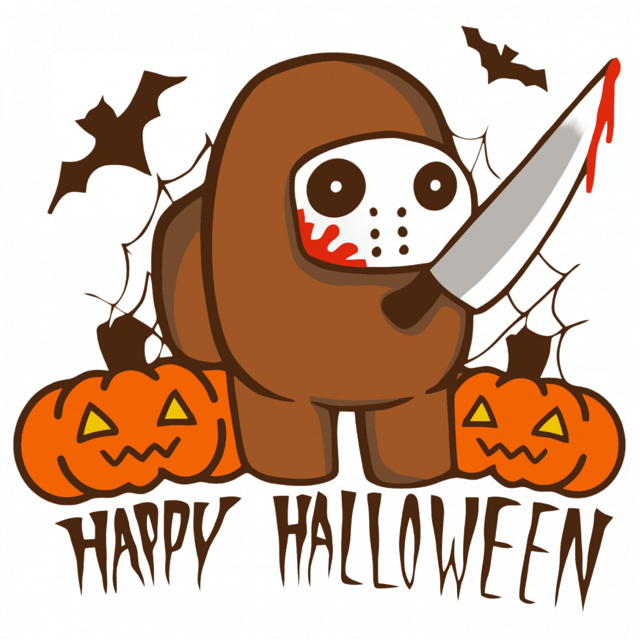 Set 4 bucati, Sticker decorativ, Among Us Happy Halloween5, Rezistent la apa, NO7945, 10 cm, Multicolor