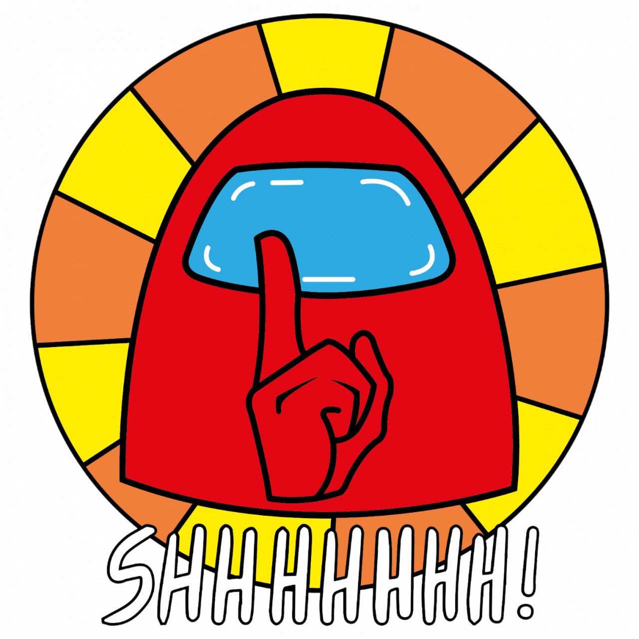 Set 4 bucati, Sticker decorativ, Among Us Shhhhhhh-17, Rezistent la apa, NO7946, 10 cm, Multicolor