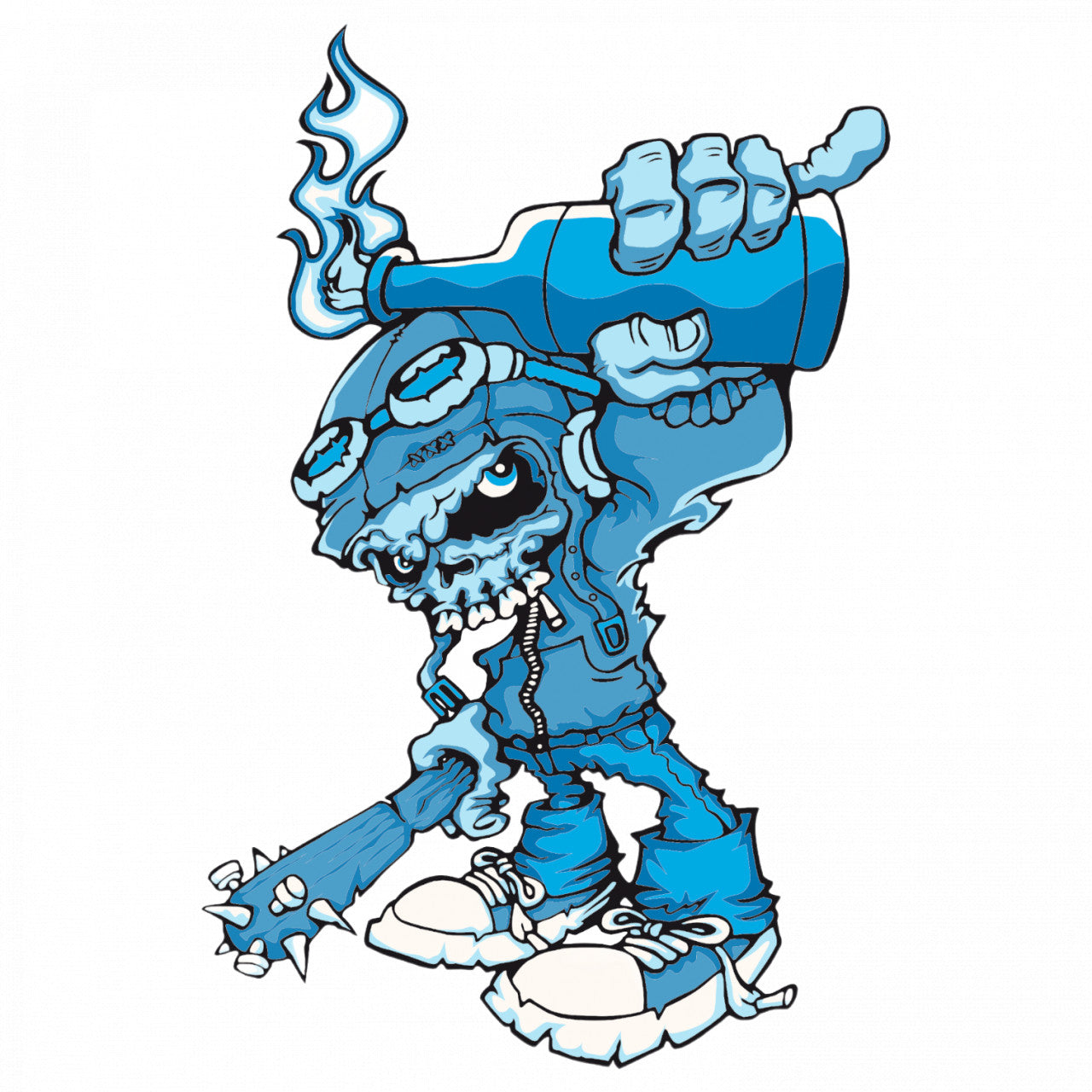 Set 4 bucati, Sticker decorativ, Anarhie si cocktailuri molotov, Rezistent la apa, NO7947, 10 cm, Multicolor