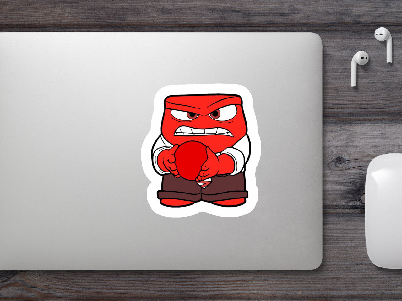 Set 4 bucati, Sticker decorativ, Anger Inside Out Disney nervos, Rezistent la apa, NO7951, 10 cm, Multicolor