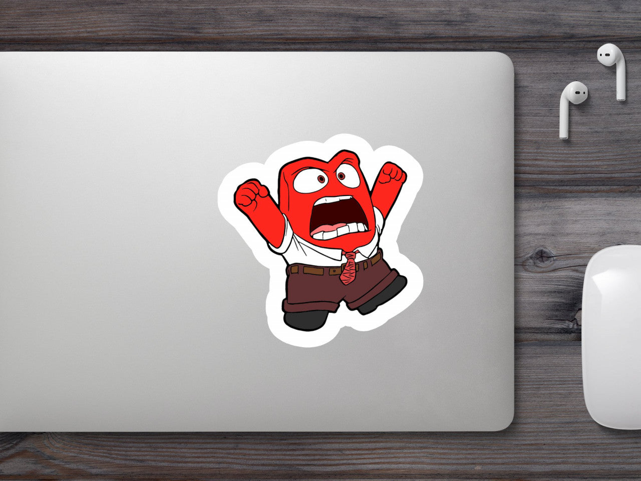 Set 4 bucati, Sticker decorativ, Anger Inside Out Disney speriat, Rezistent la apa, NO7952, 10 cm, Multicolor