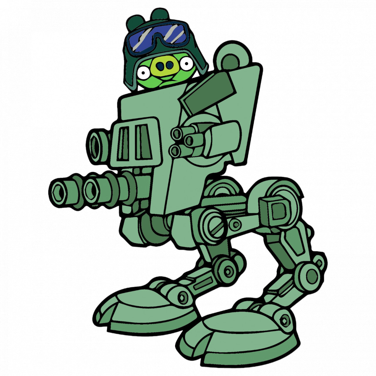 Set 4 bucati, Sticker decorativ, Angry Birds Green Pig Piggy, Rezistent la apa, NO7955, 10 cm, Multicolor