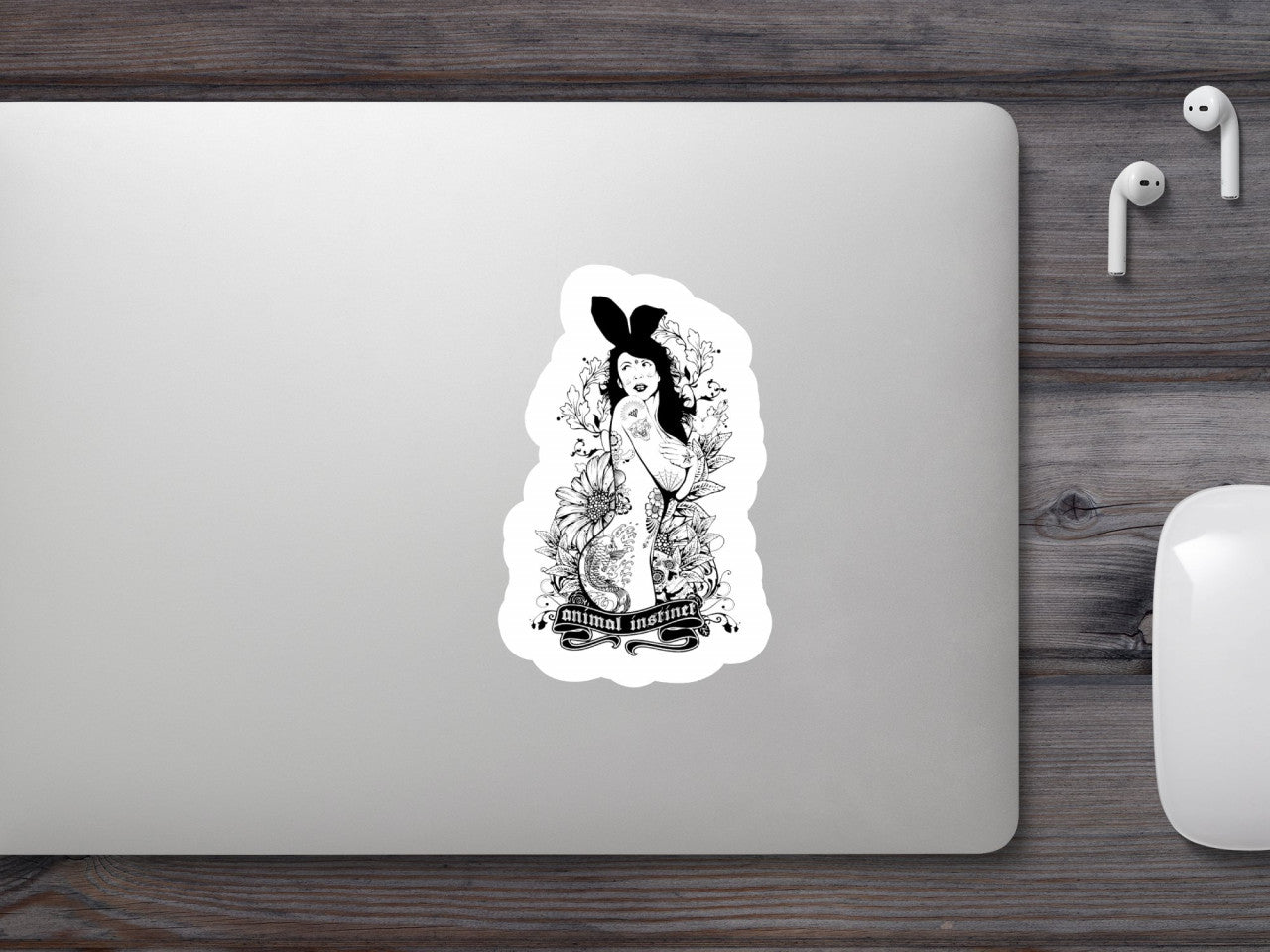 Set 4 bucati, Sticker decorativ, Animal instinct, Rezistent la apa, NO7961, 10 cm, Multicolor