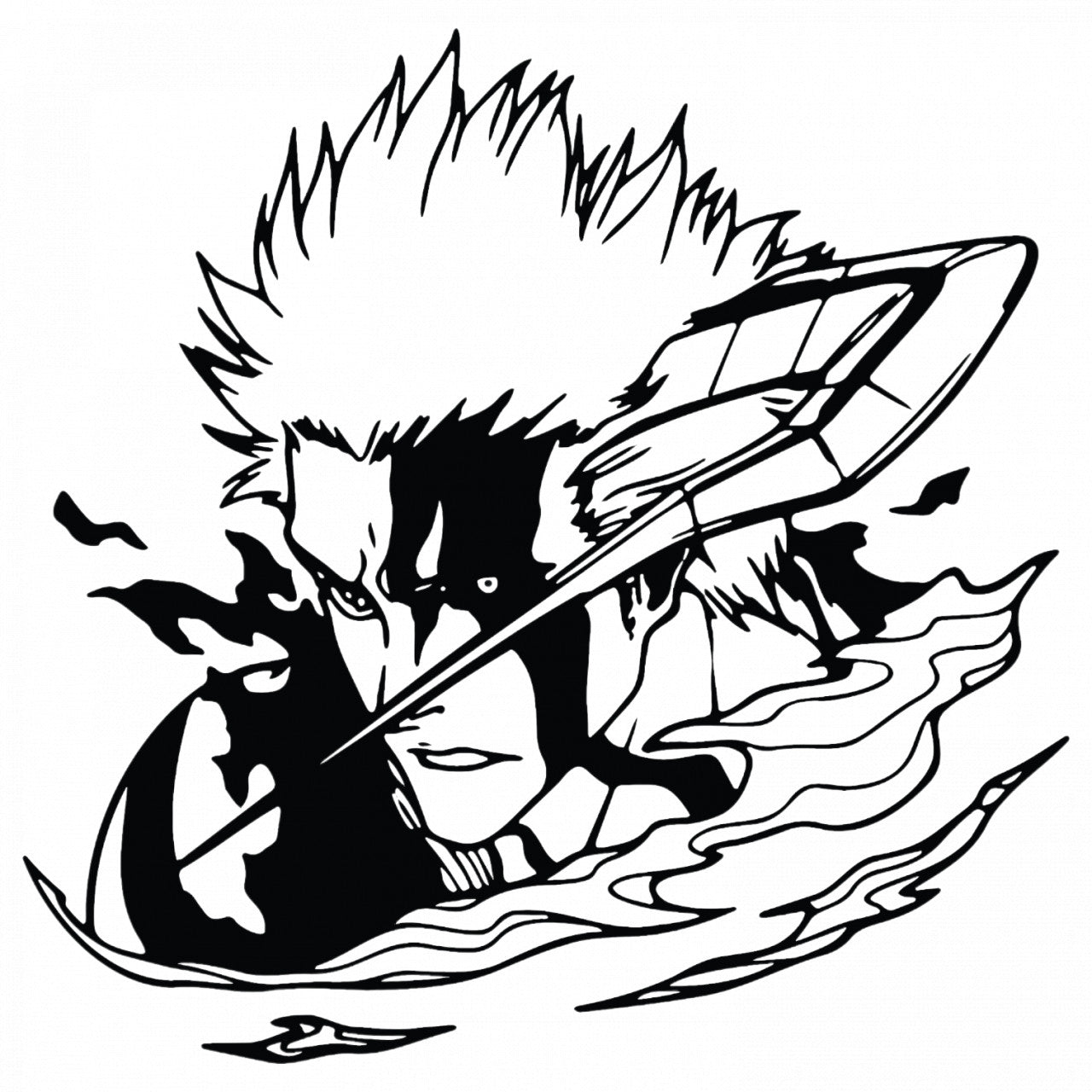 Set 4 bucati, Sticker decorativ, Anime Bleach Zangetsu, Rezistent la apa, NO7966, 10 cm, Multicolor