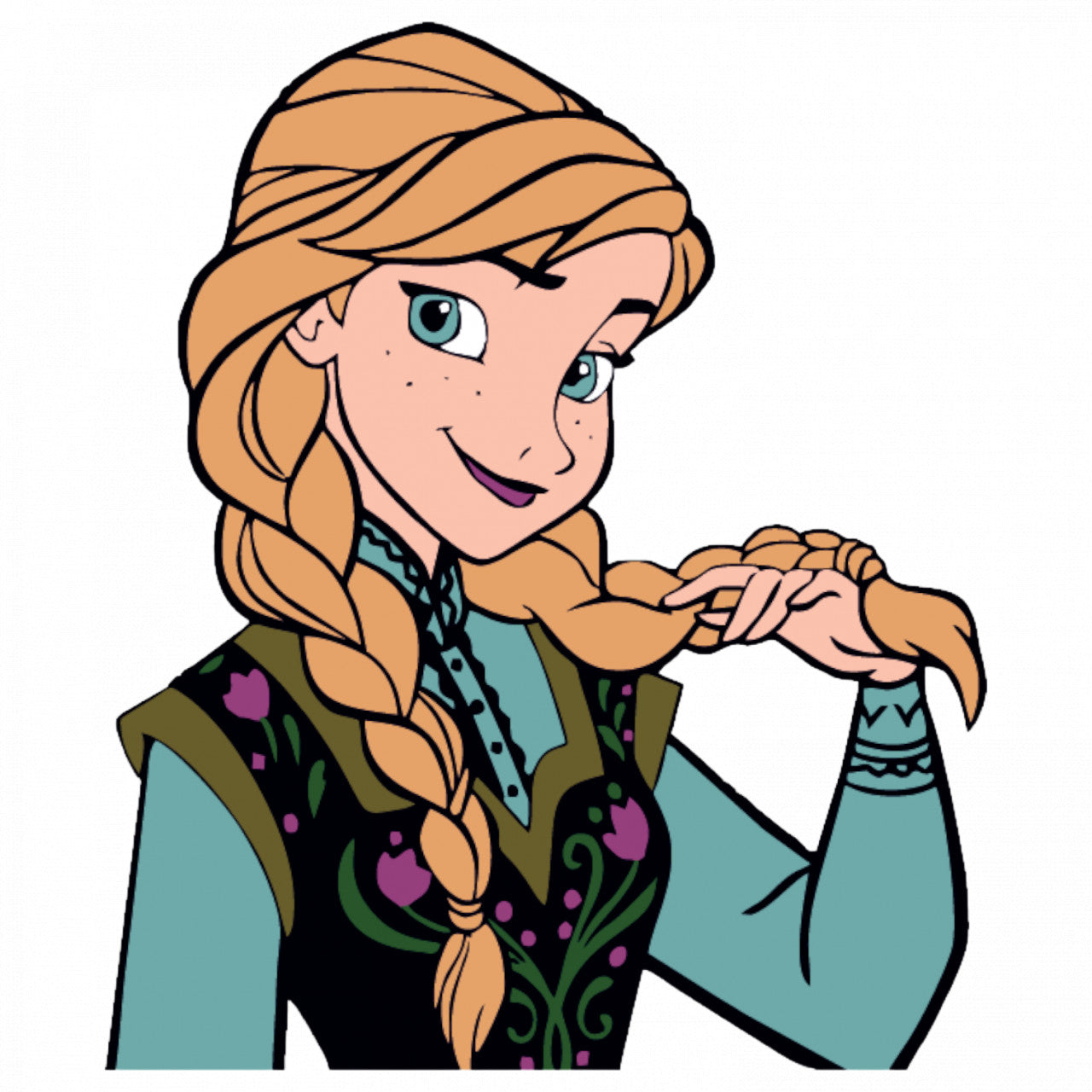 Set 4 bucati, Sticker decorativ, Anna cu parul lung, Rezistent la apa, NO7974, 10 cm, Multicolor