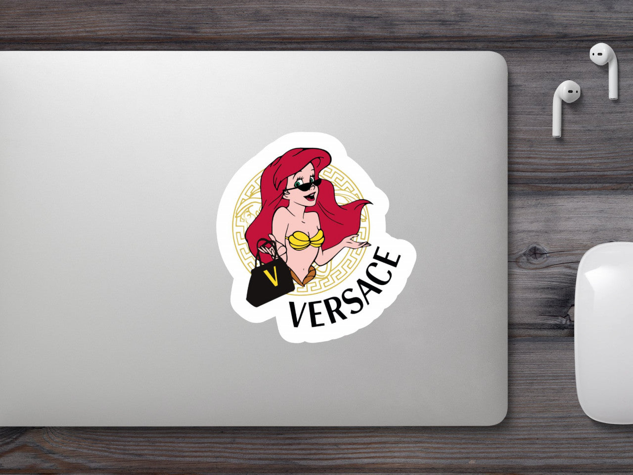 Set 4 bucati, Sticker decorativ, Ariel Versace, Rezistent la apa, NO7988, 10 cm, Multicolor