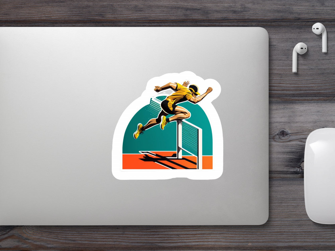 Set 4 bucati, Sticker decorativ, Atlet in cursa, Rezistent la apa, NO7997, 10 cm, Multicolor