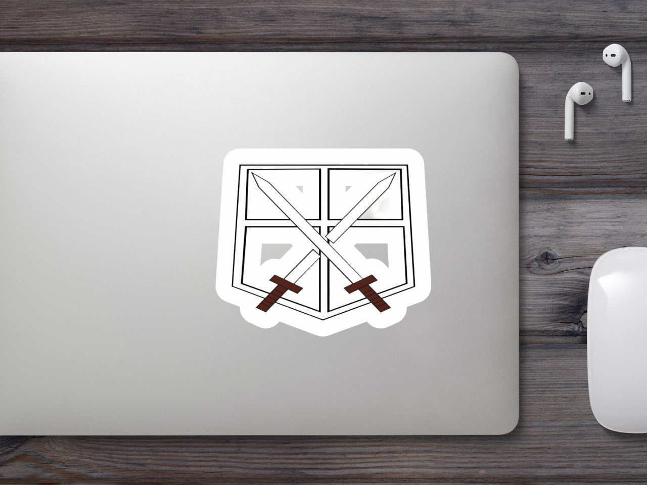 Set 4 bucati, Sticker decorativ, Attack on titan Cadet, Rezistent la apa, NO8000, 10 cm, Multicolor